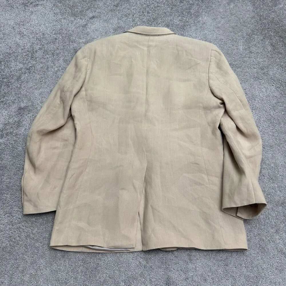 Milano Fratelli Ormezzano Two Button Blazer Men 40R Beige 100% Linen Sport Coat